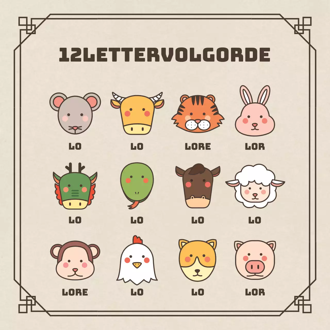 Traditionele horoscoopinformatie in bruin en beige