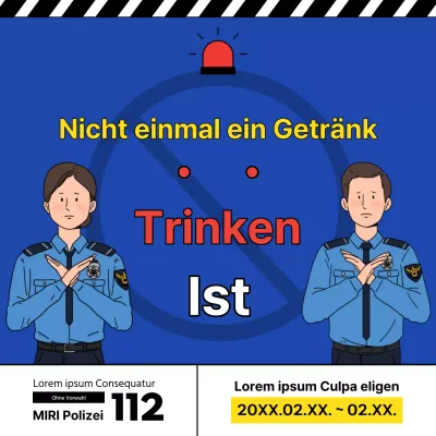 Blaue und rote Akzente werben für polizeiliche Maßnahmen gegen Trunkenheit am Steuer