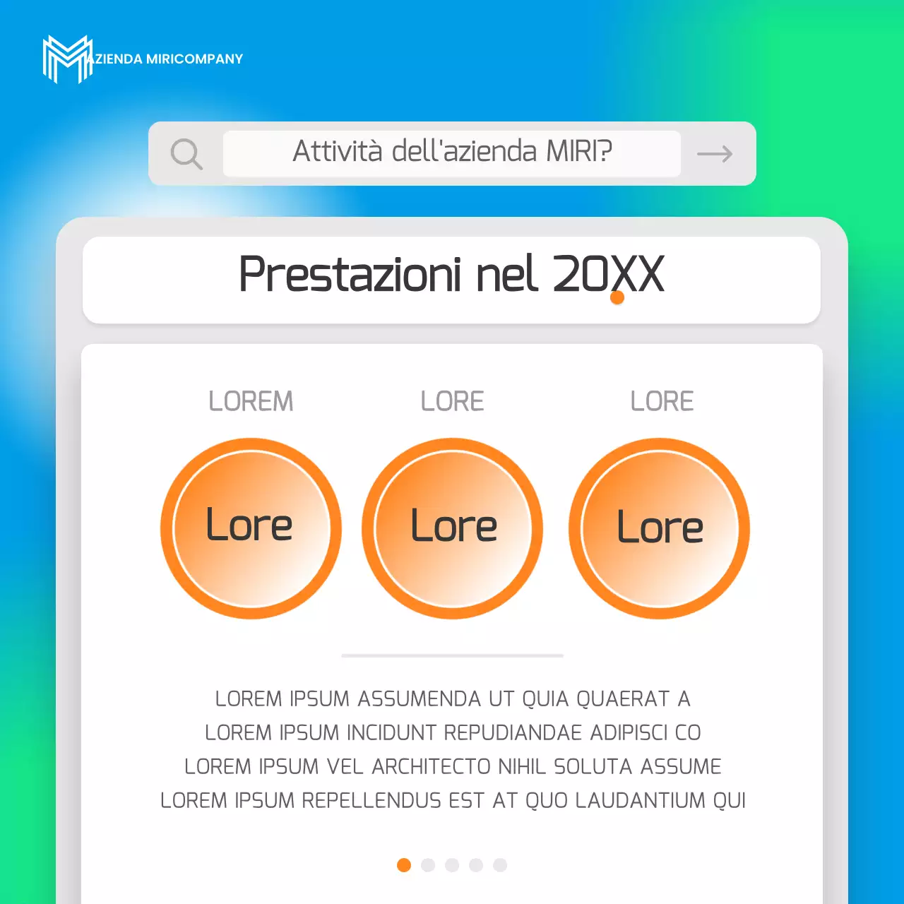 Un semplice pitch book aziendale blu e fluorescente