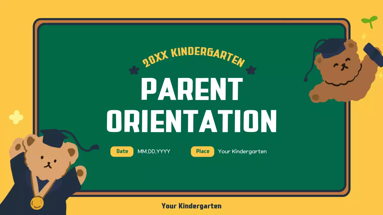 노란색 심플한 유치원 초대장 프레젠테이션