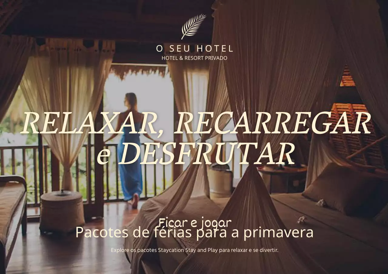 Promover um hotel resort de luxo em tons castanhos