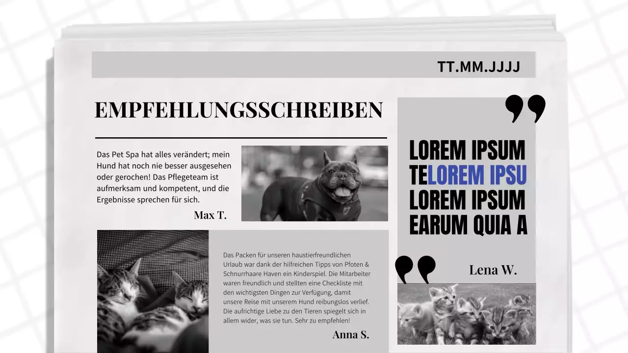 Blau und Schwarz Klassisches Zeitungsmotiv Geschäftsbericht