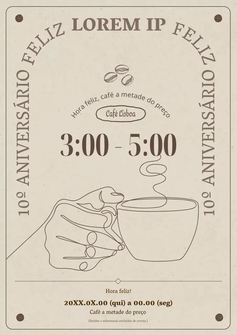 Promover descontos no café clássico bege e castanho