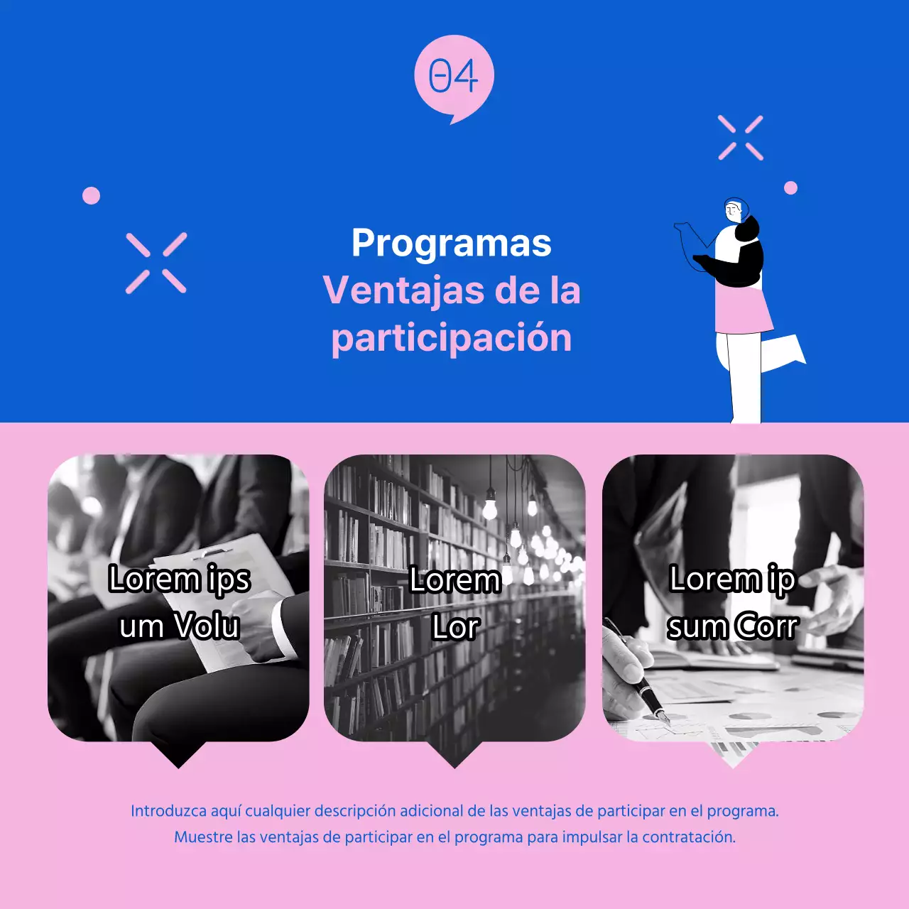 Promover el moderno programa azul y rosa Salto Profesional Femenino