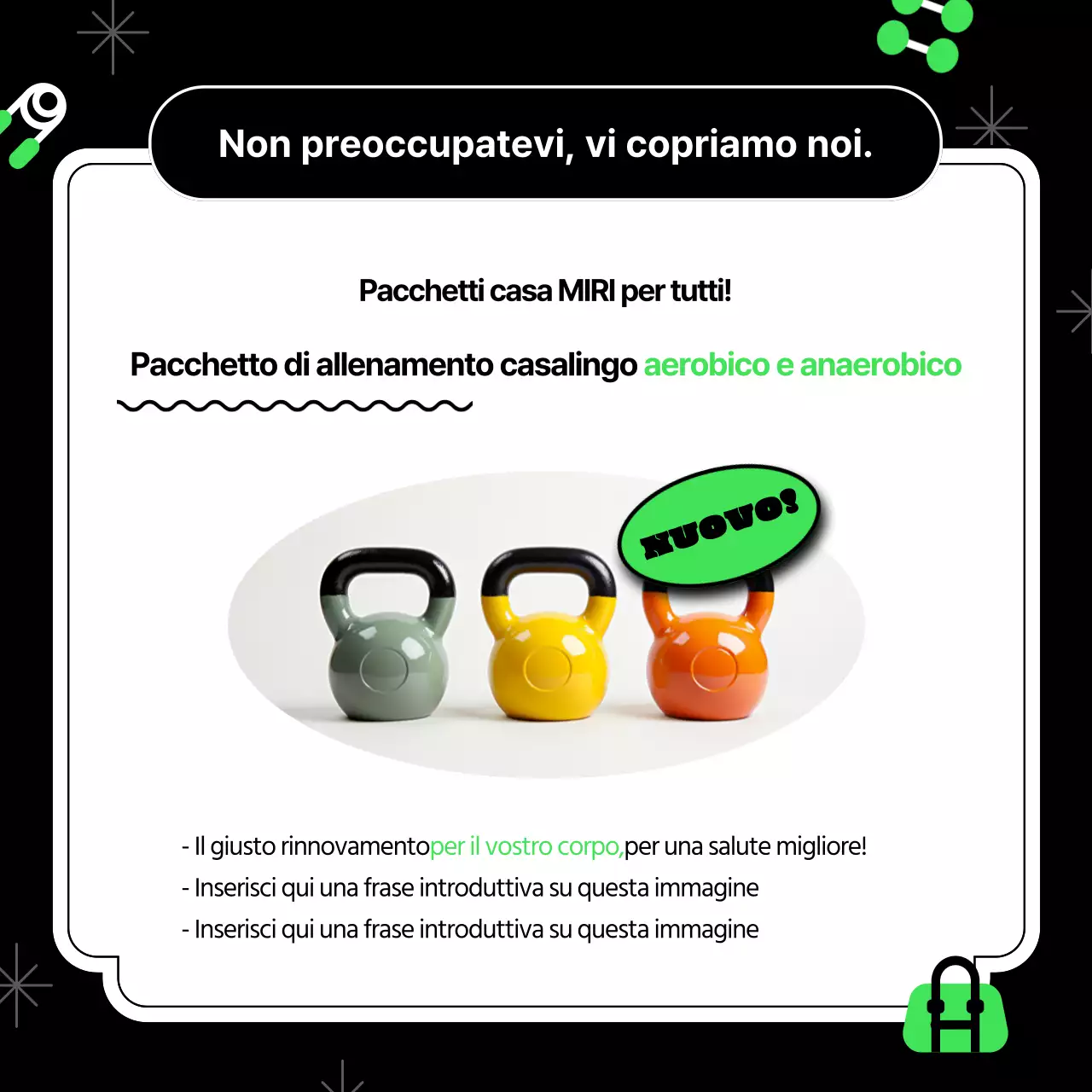 Reclutate sostenitori per un allenamento casalingo kitsch in neon e nero