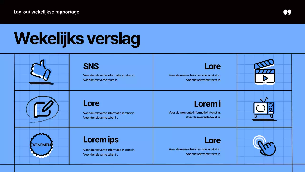 Kitscherig vergadermateriaal in blauw