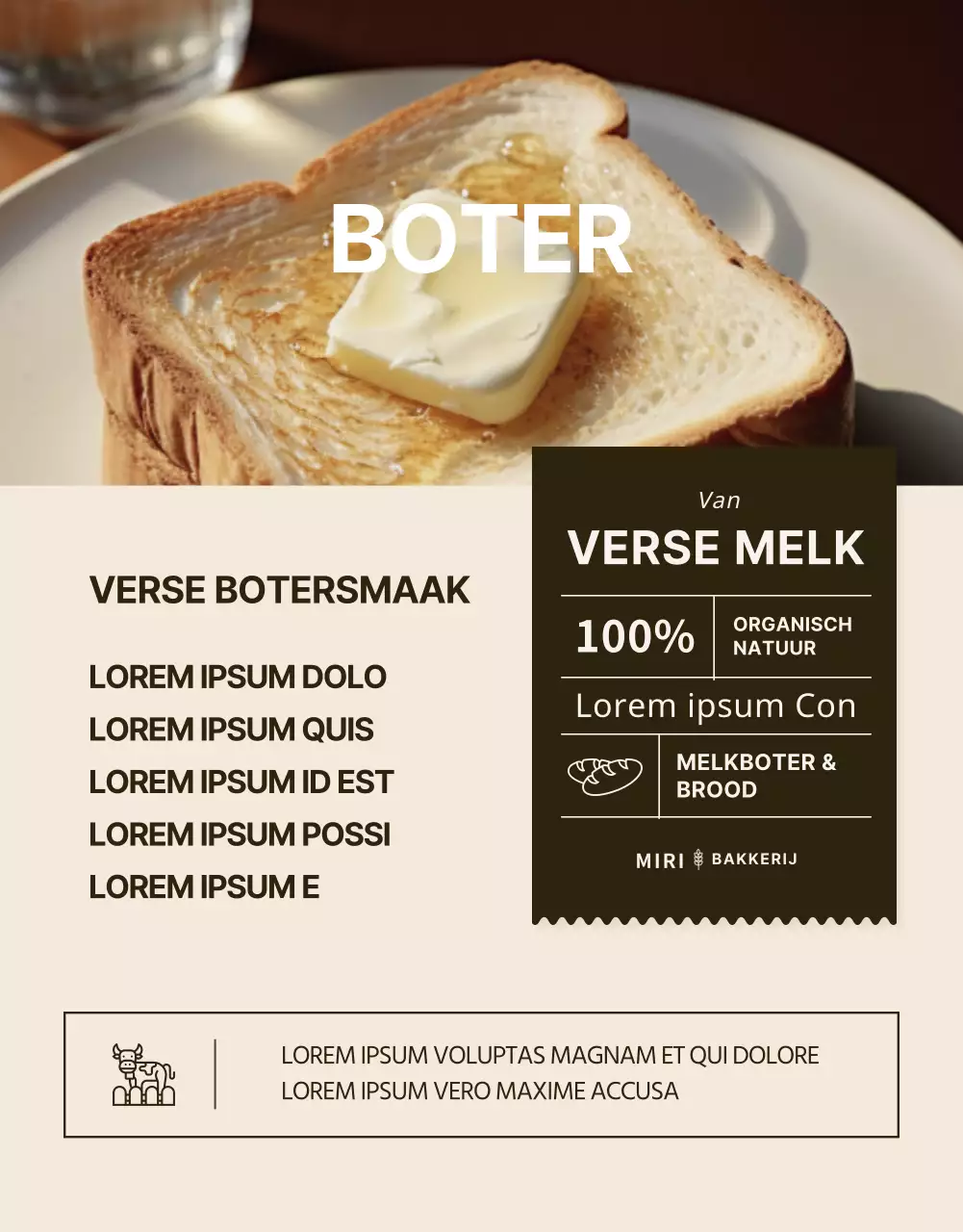 Promoot een modern bakkerij-evenement in zwart en beige