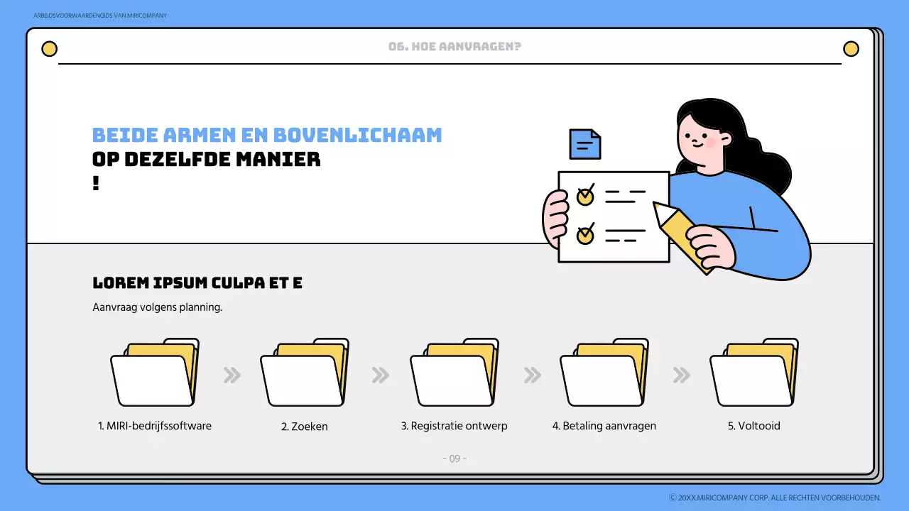 Blauw en geel onboarding trainingsmateriaal
