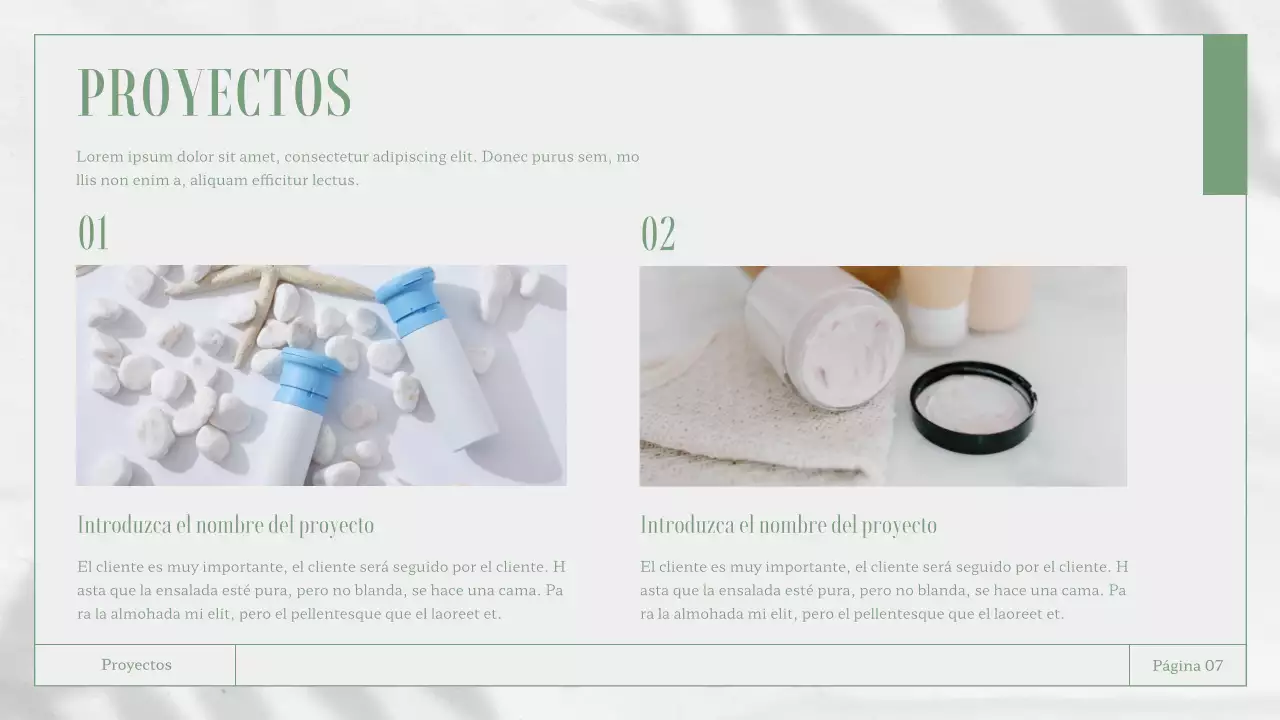 Materiales para informes empresariales en blanco y verde con temática de la naturaleza
