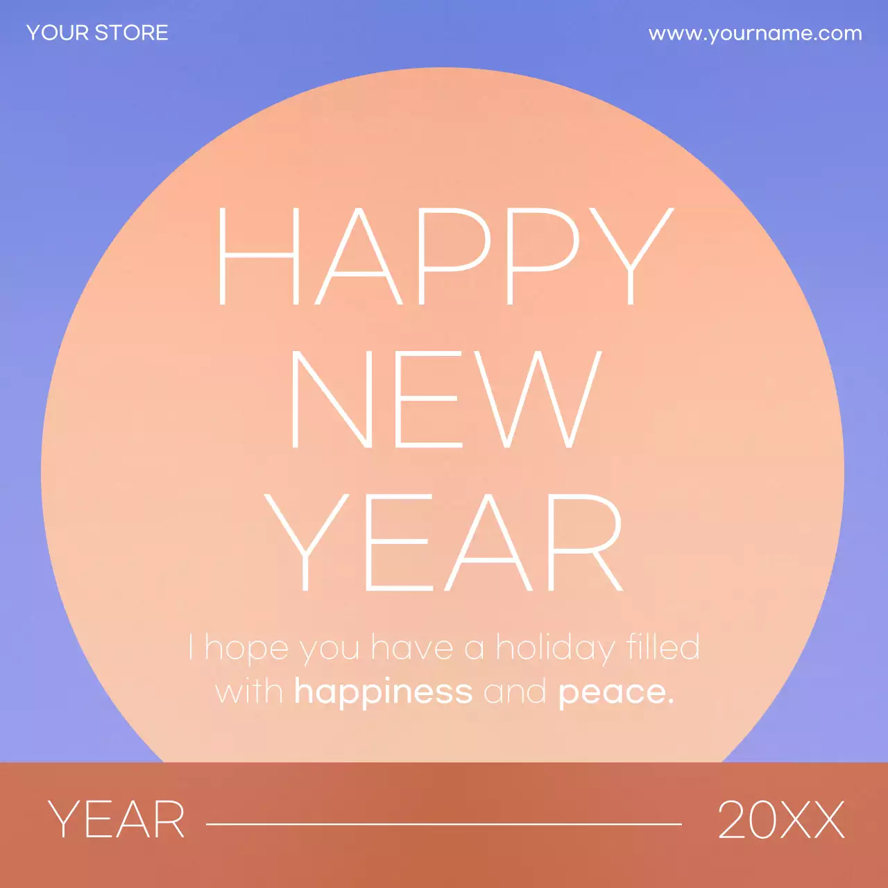 Orange Minimal New Year's Card Social Media Post