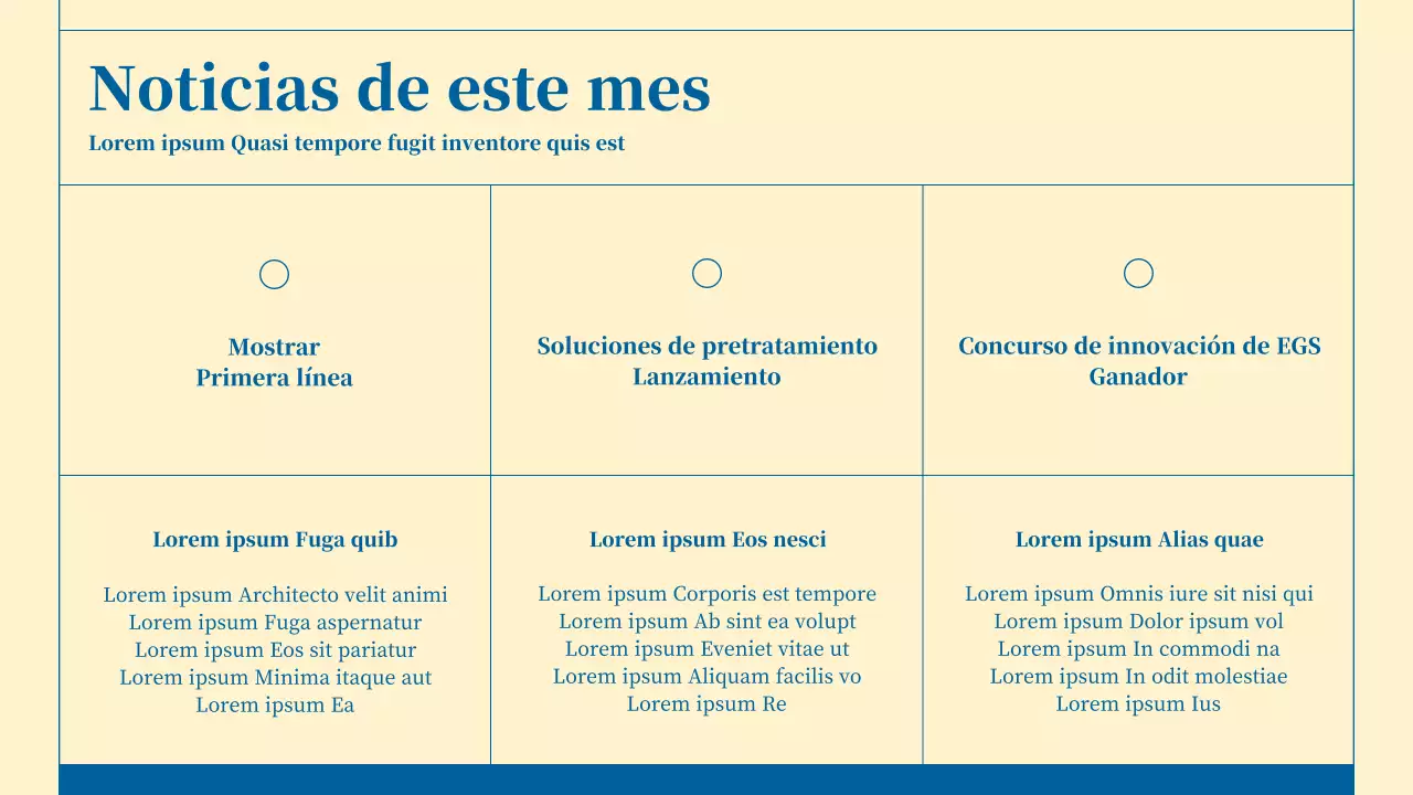 Boletín minimalista de servicios empresariales en beige y azul