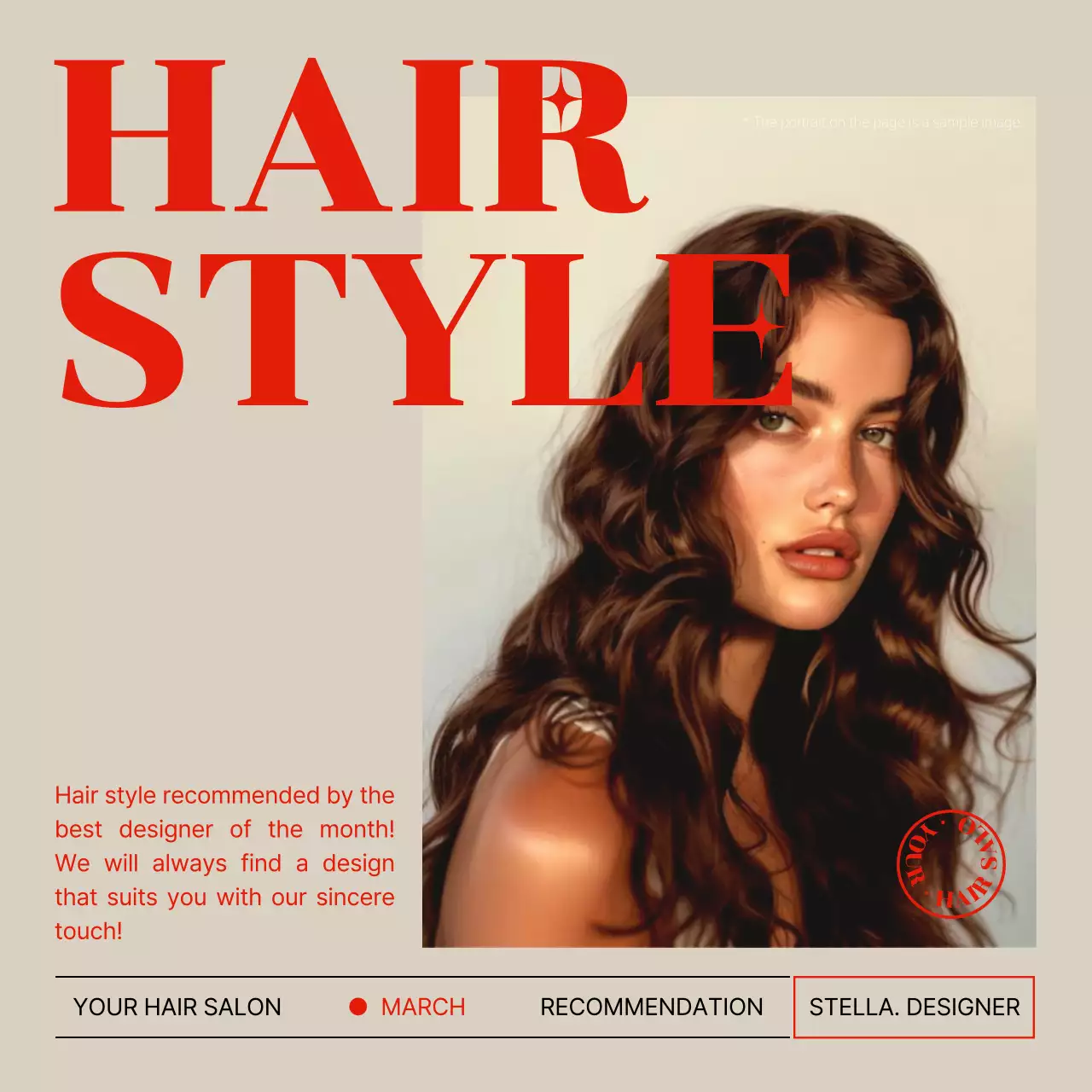 Red Modern Hairstyle Promotion Social Media Post