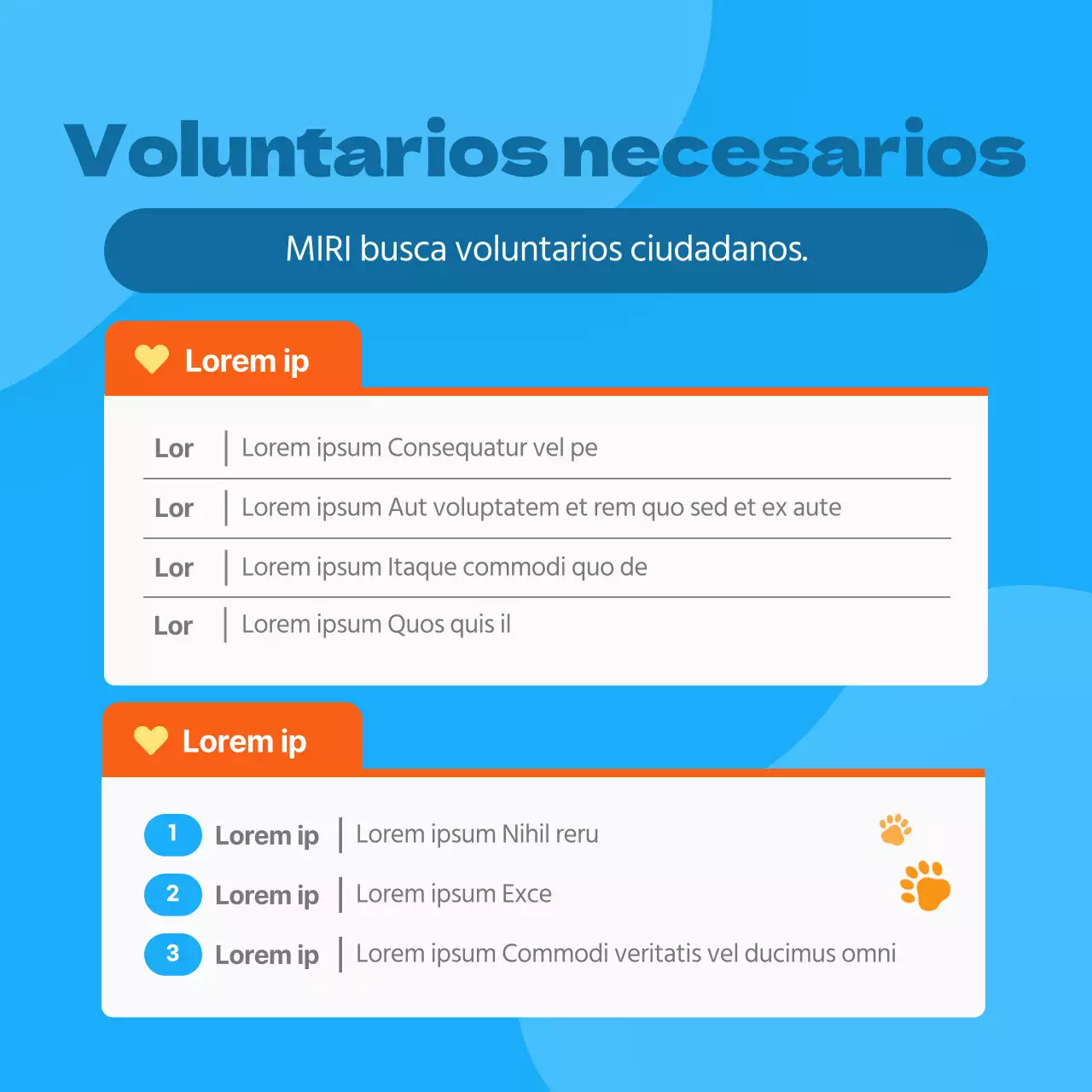 Promocione su centro de adopción de mascotas con un estilo naranja y simpático