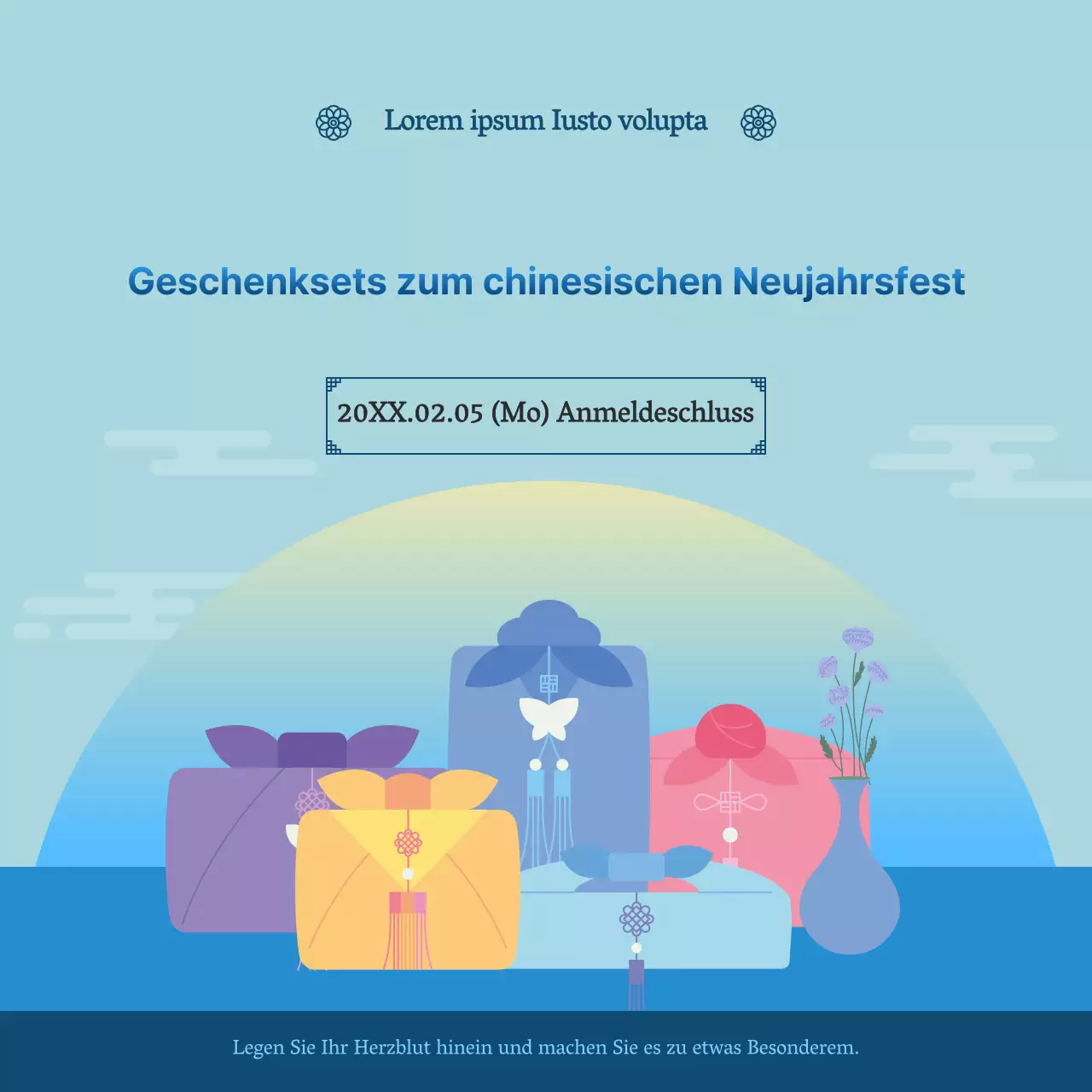 Förderung der traditionellen blauen und marineblauen Ausstellung für Neujahrsgeschenke