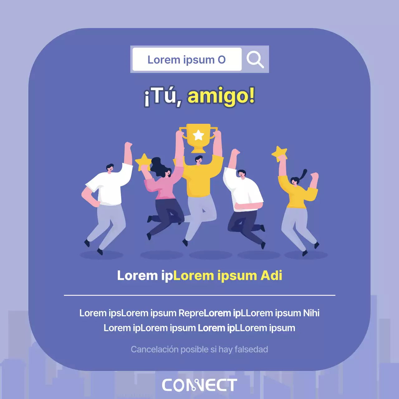 Una carta de presentación de empresa minimalista en morado y amarillo