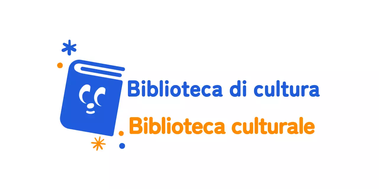 Logo della biblioteca con illustrazione di un libro