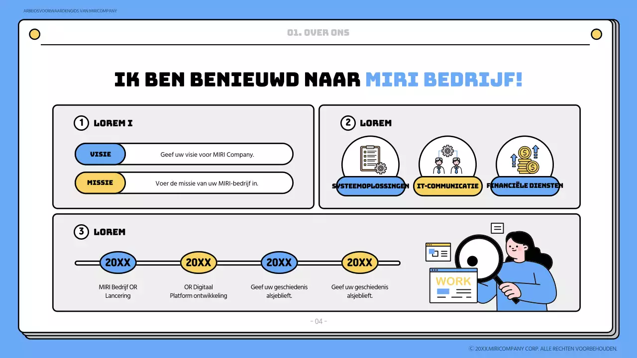 Blauw en geel onboarding trainingsmateriaal