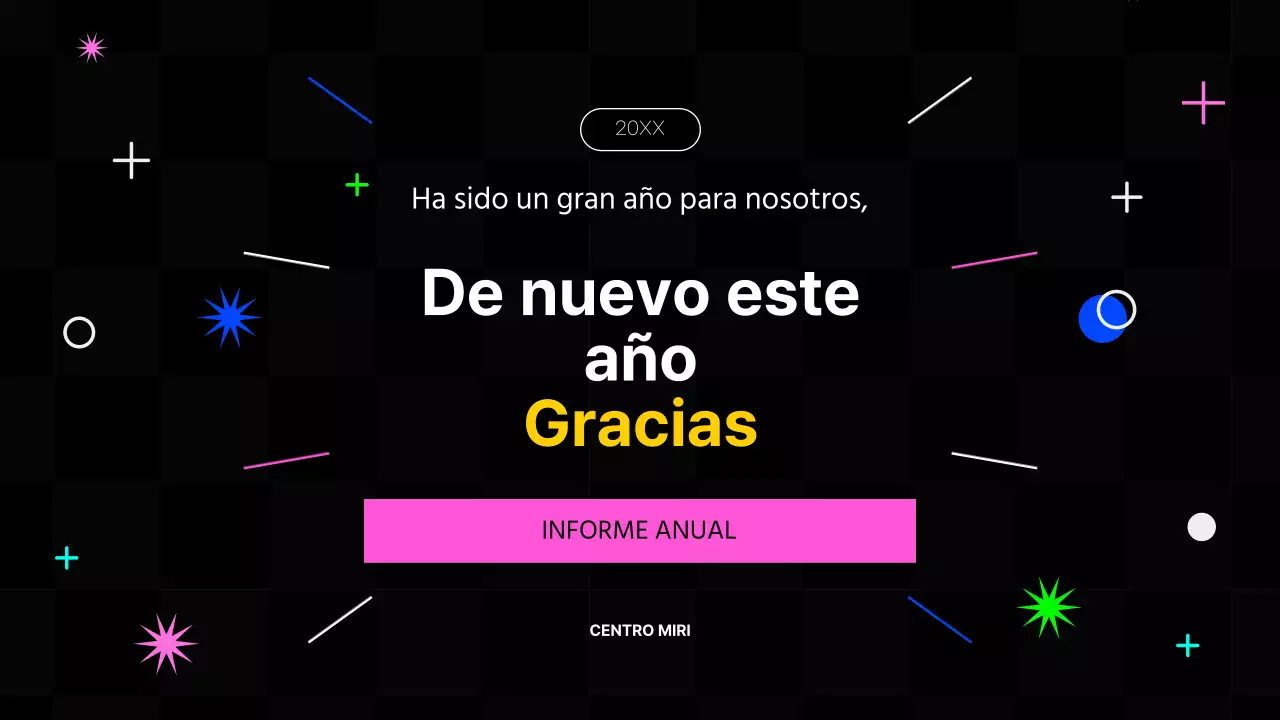 Informes financieros de fin de año en rosa fuerte y colores fluorescentes