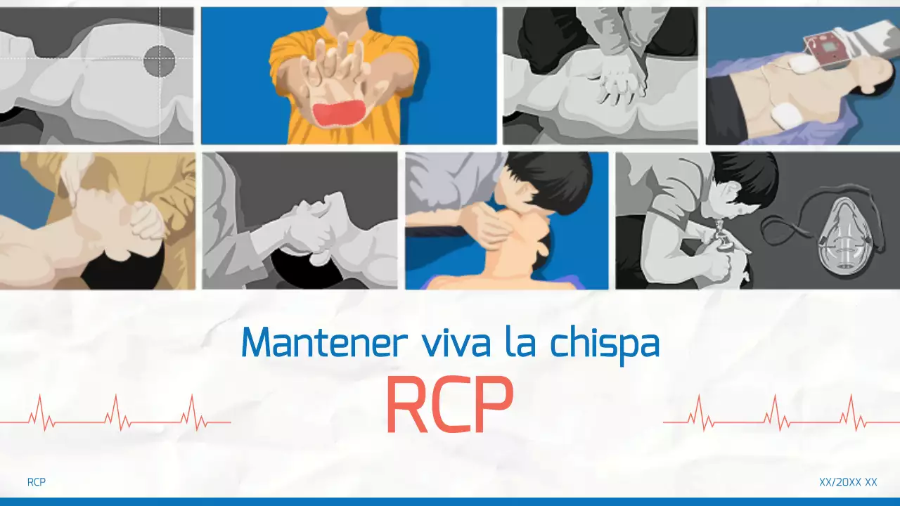 Material de formación en RCP simple de color azul