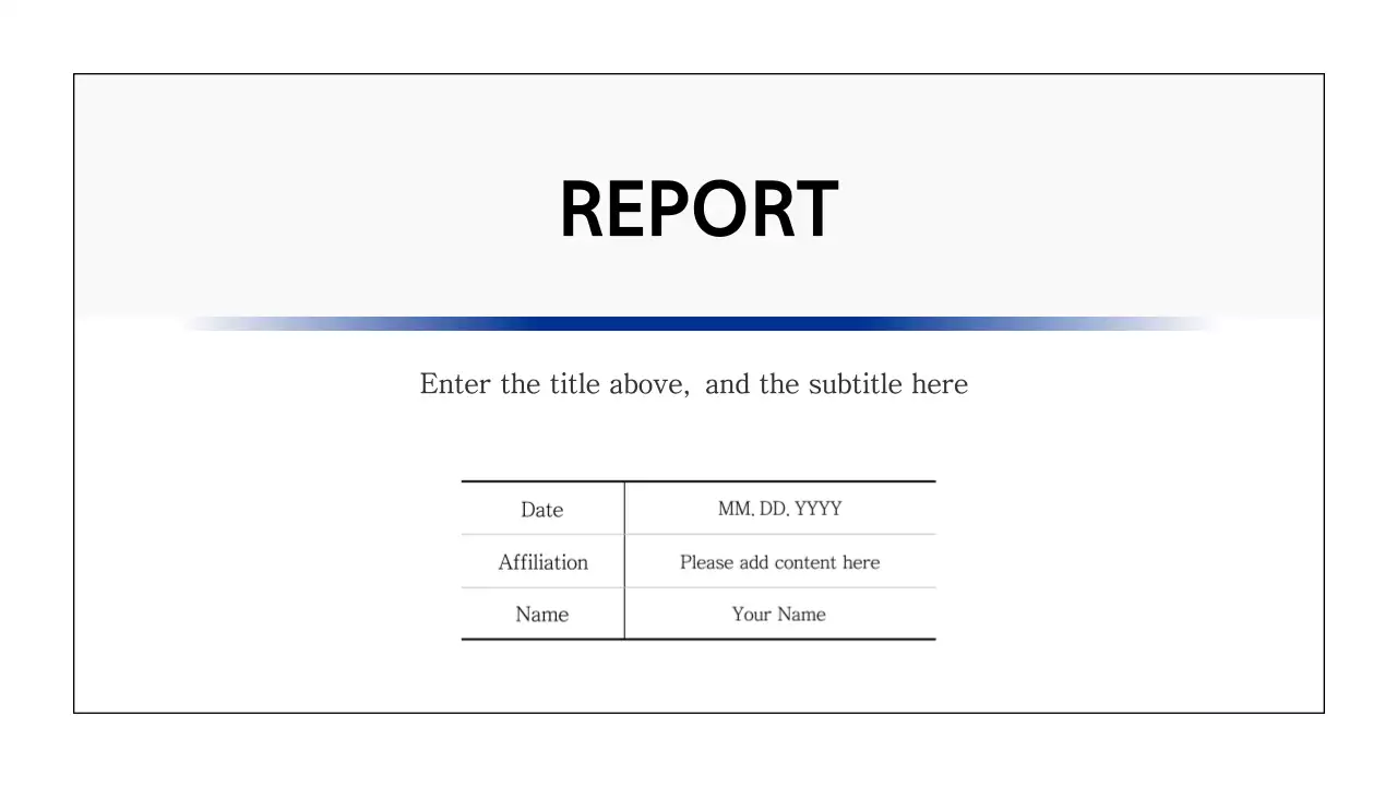 Basic printable report in navy blue and gray