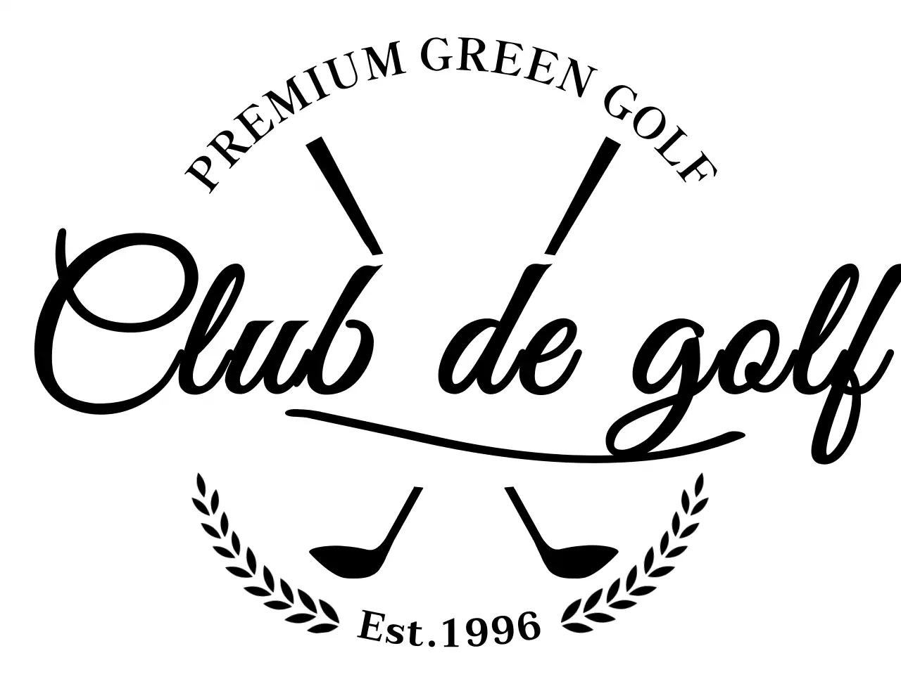 Concepto de lujo club de golf con ilustración de palo de golf y escritura a mano