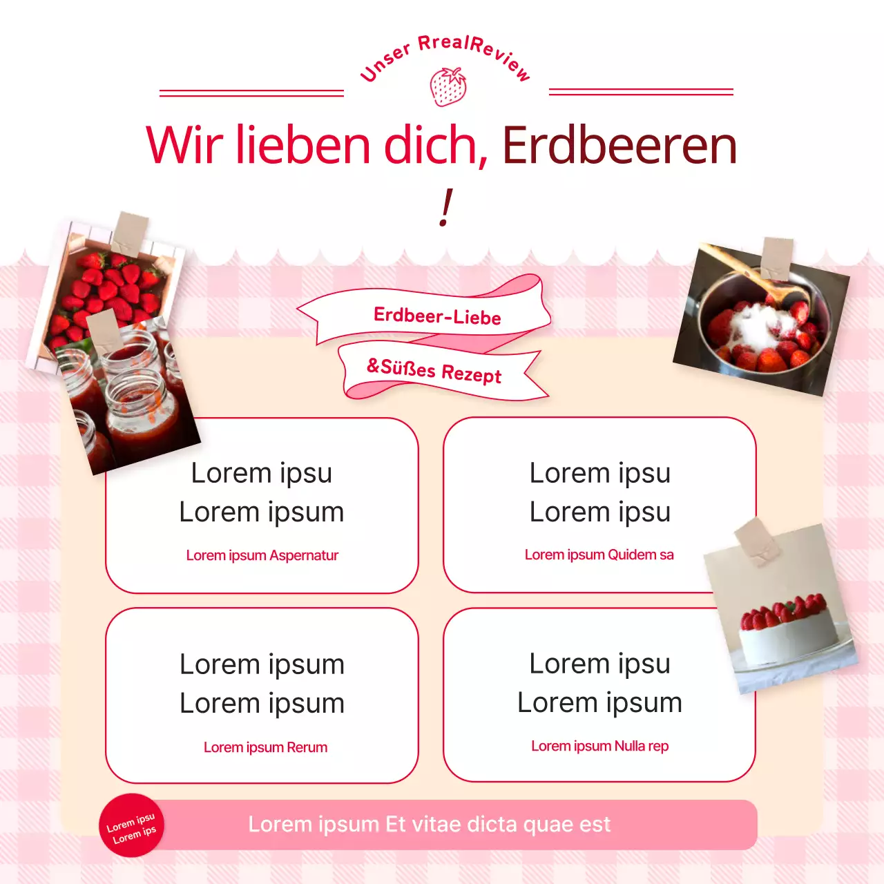 Förderung von roten und rosa Erdbeeren