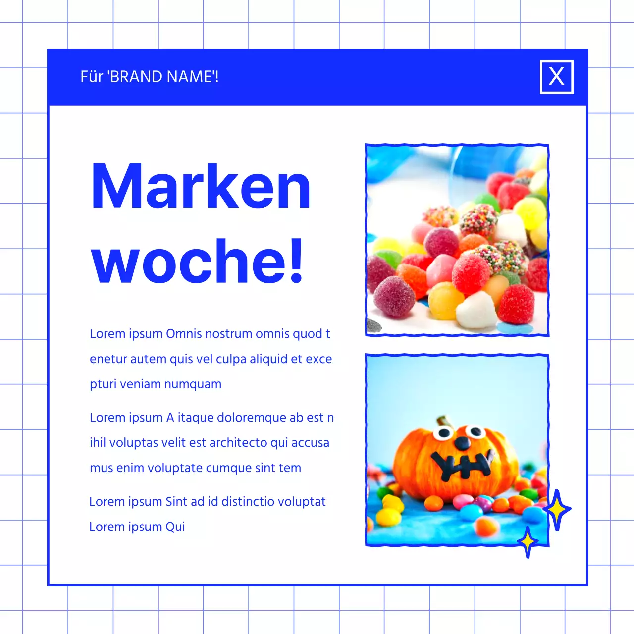 Förderung der Marke eines blauen Desserts.