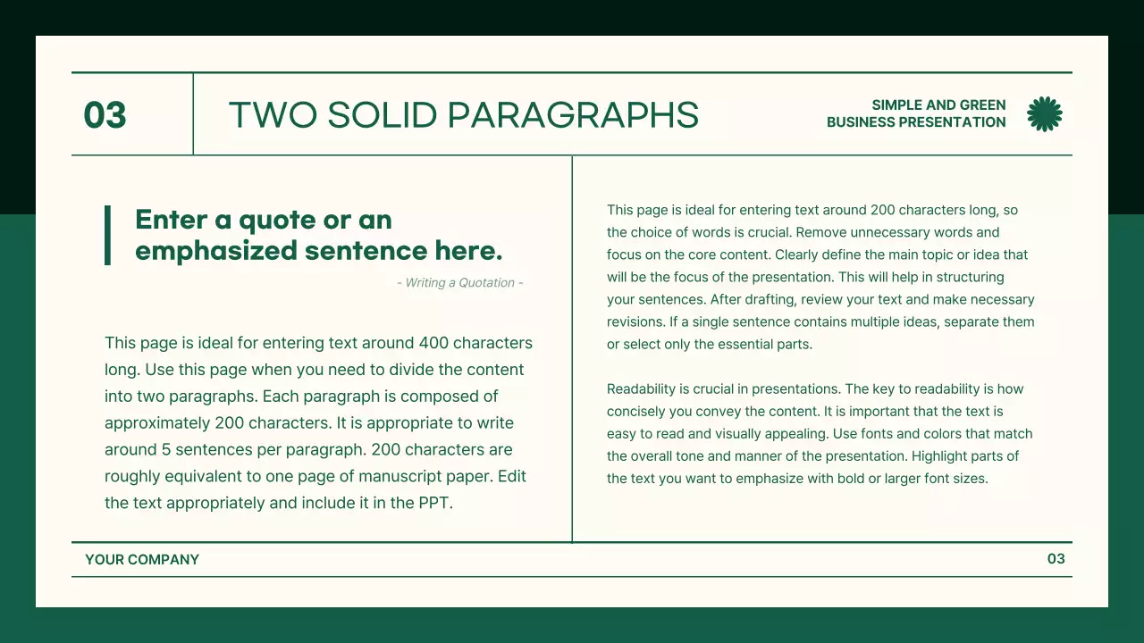 그린 미니멀 비즈니스 프레젠테이션