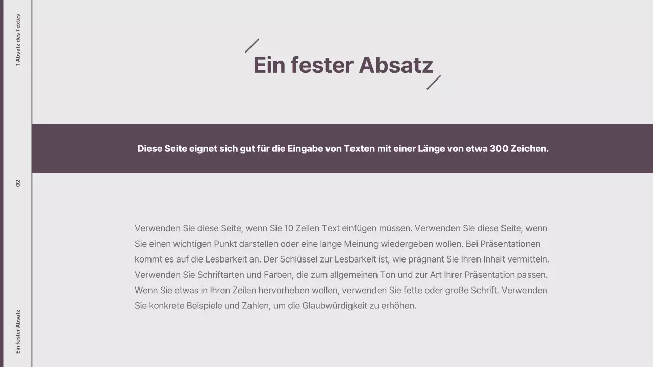 Erläuterung des minimalistischen Layouts in Lila