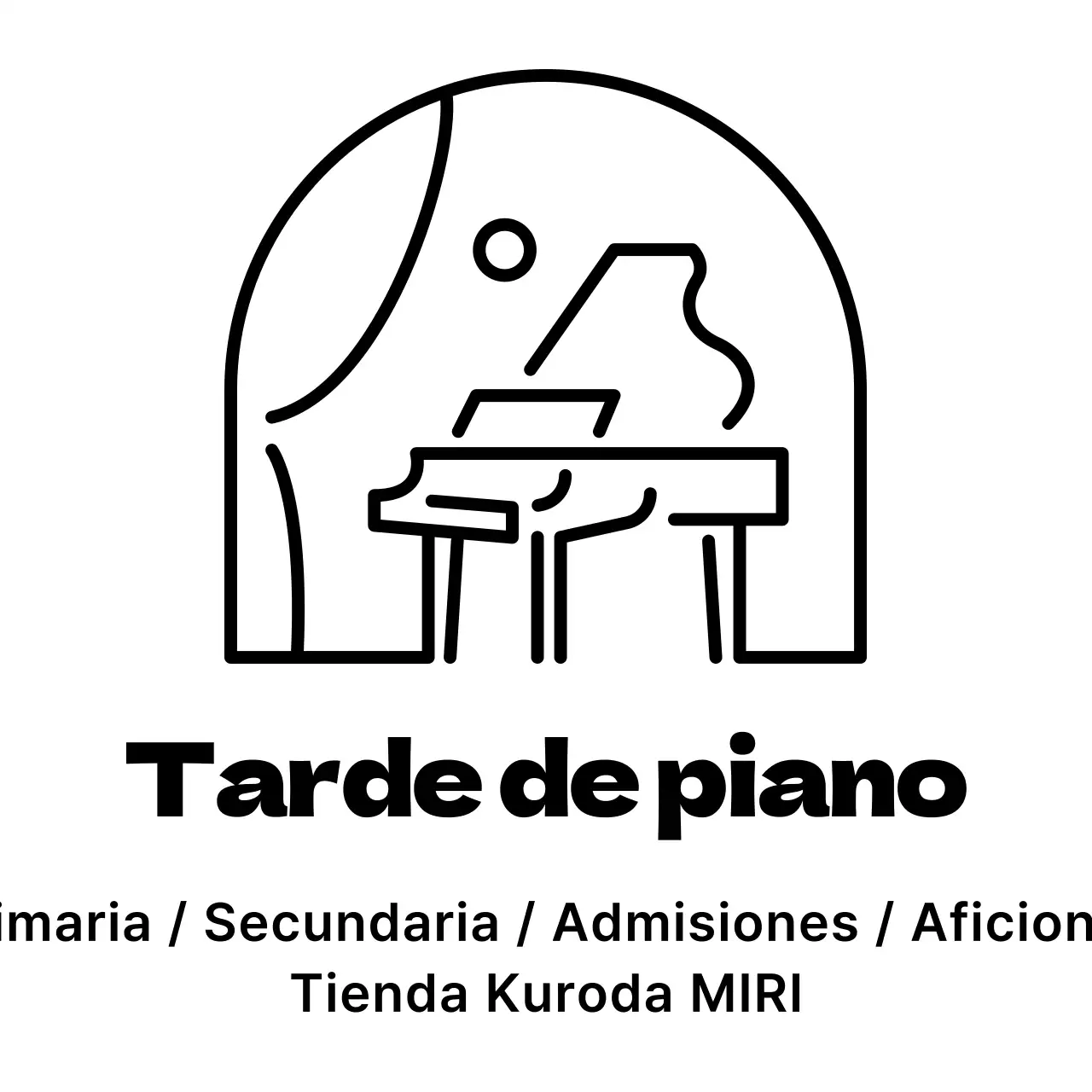 Diseño de escuela de piano con icono de piano apaisado