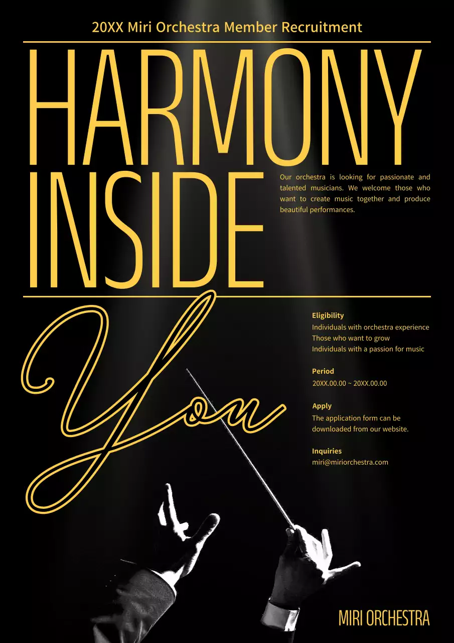 Black Elegant Orchestra Recruitment Poster