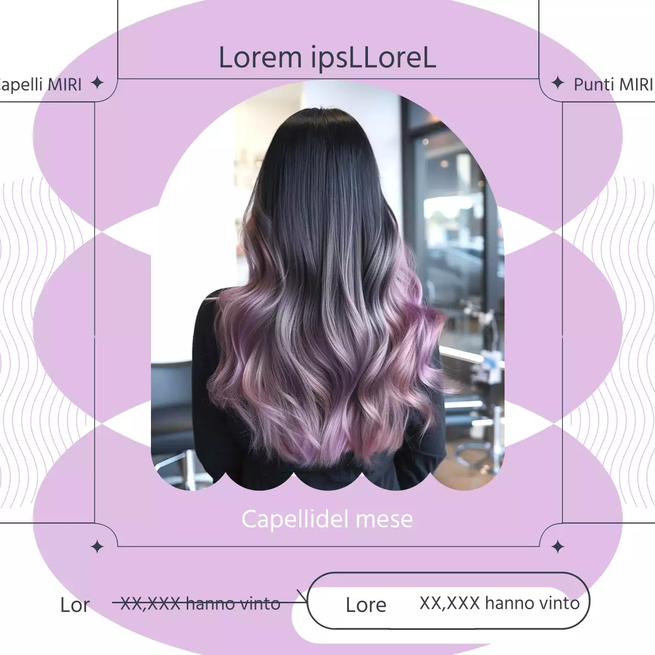 Promuovere il prezzo di un'acconciatura di tendenza color malva