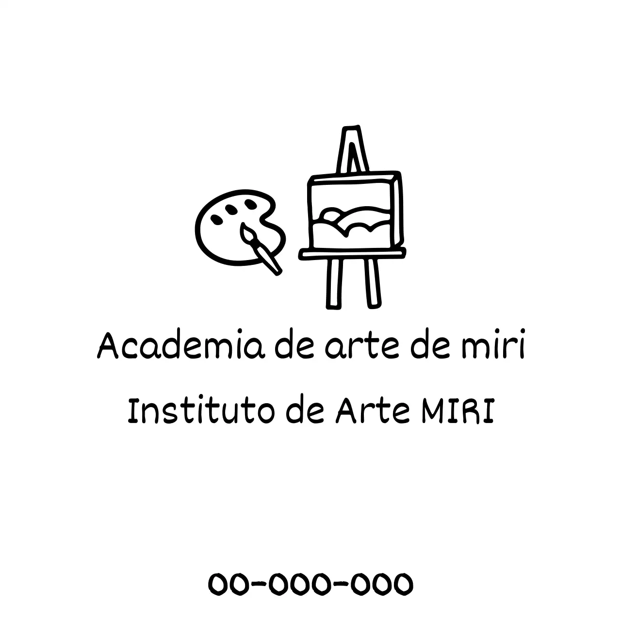 Uma escola de arte semelhante a um desenho, com paletas e telas de pintura