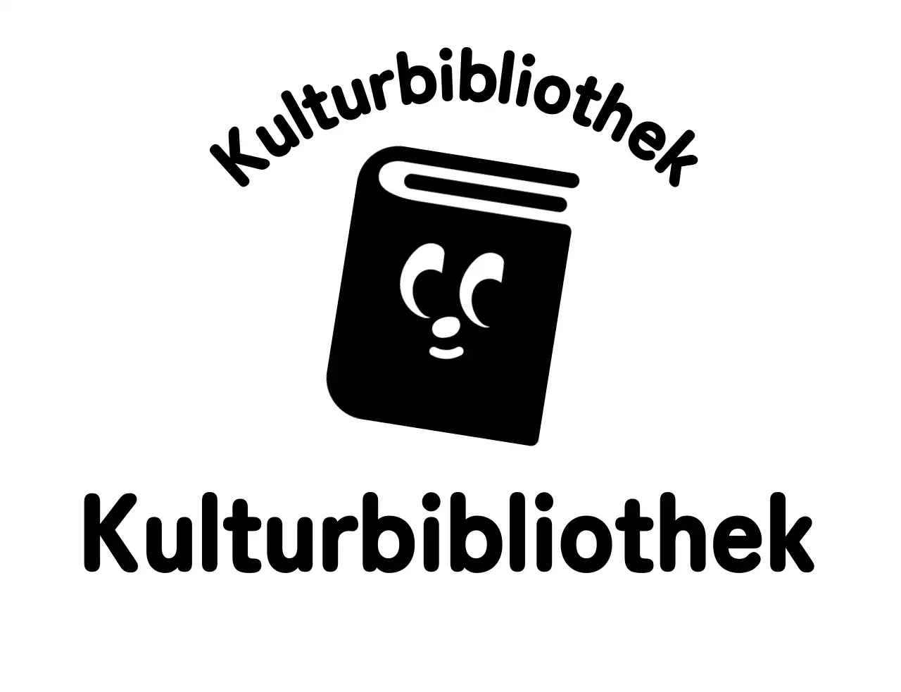 Bibliothekslogo mit niedlicher Buchillustration