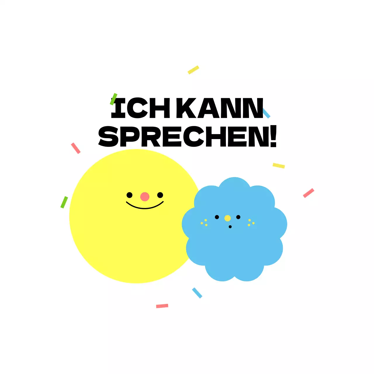 Gelbes und blaues Werbekonzept für eine englische Sprachschule