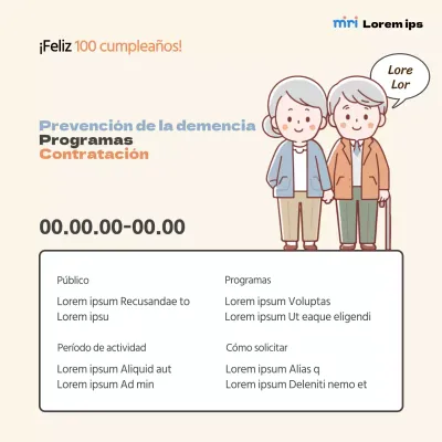 Sencillo anuncio naranja y azul claro para la captación de personal para la prevención de la demencia
