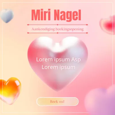 Een kitscherig roze en ivoorkleurig openingsbericht voor boekingen