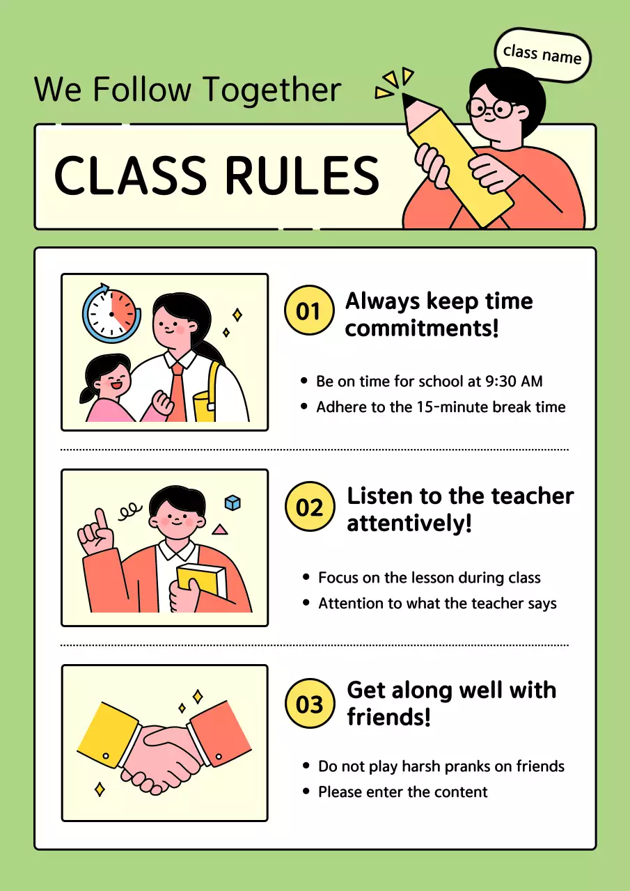 Green Minimal Class Guidelines Poster