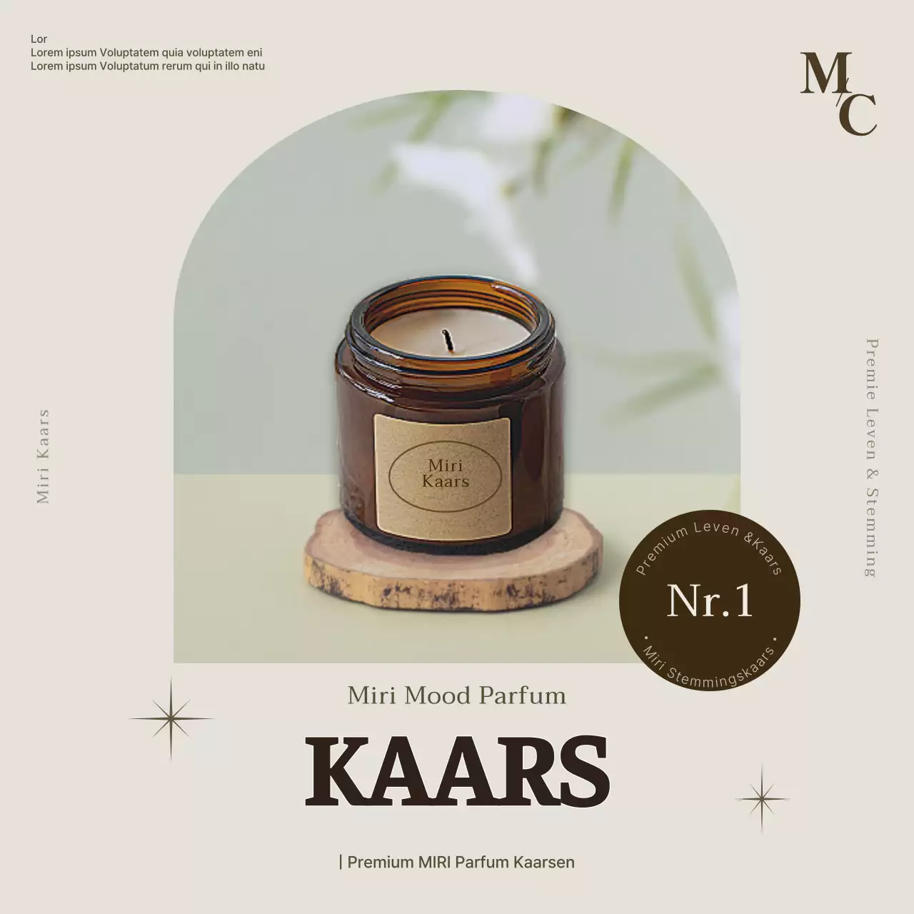 Een eenvoudige kaars in beige promoten