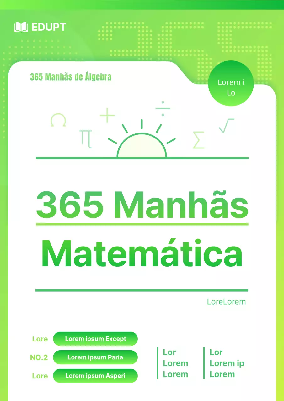 Livro de exercícios de matemática superior de inspiração cibernética em verde e verde lima