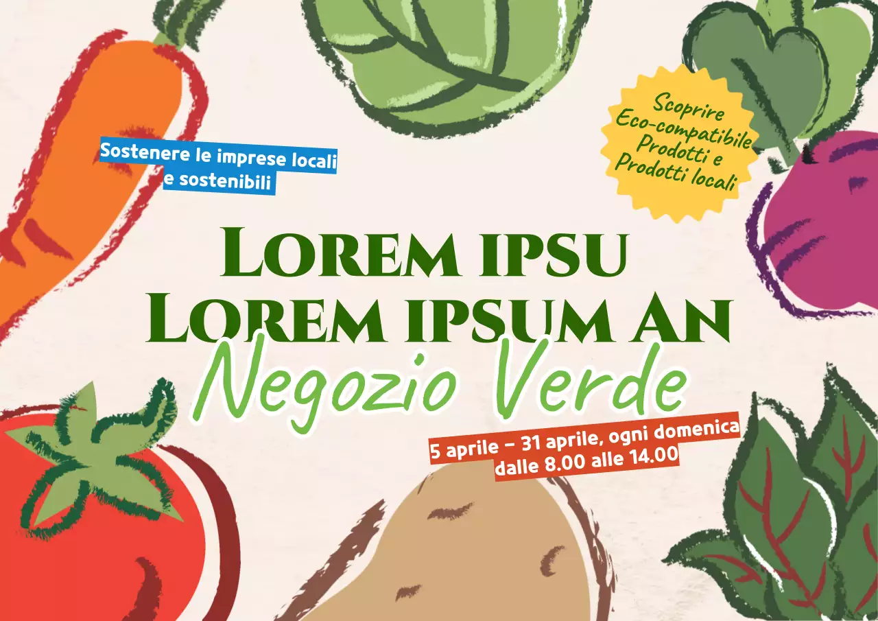 Pubblicità del Mercato Verde Semplice Bianco e Verde