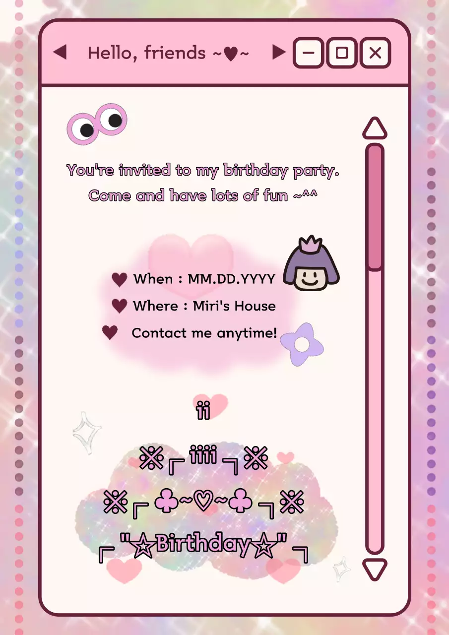 Happy birthday invitation with a pink retro concept