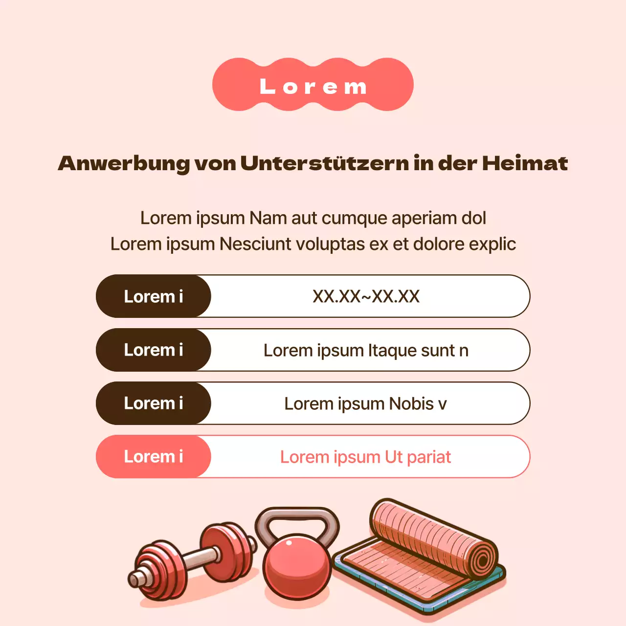 Werben Sie für ein einfaches rosa-braunes Heimtraining, um Unterstützer zu gewinnen