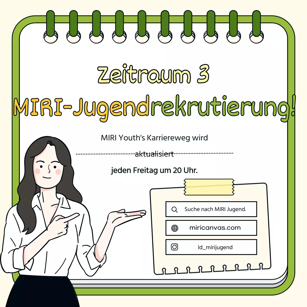 Ein einfaches gelbes und grünes Rekrutierungsfeld