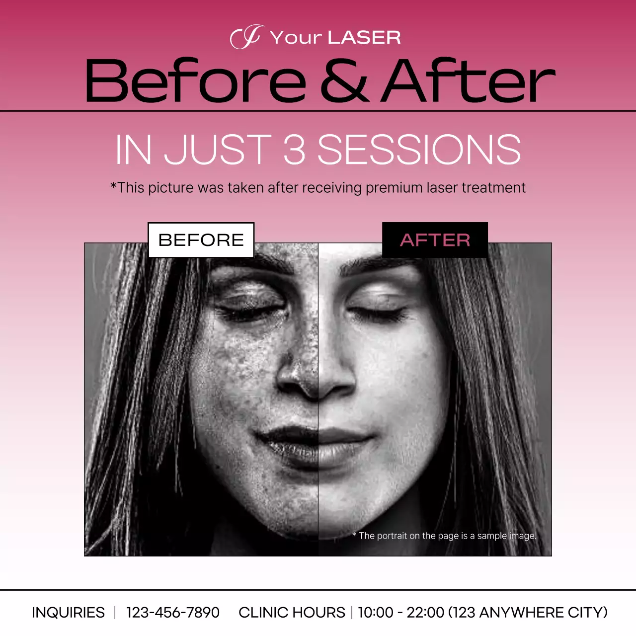 핑크 모던 스킨케어 프로모션 소셜 미디어 게시물