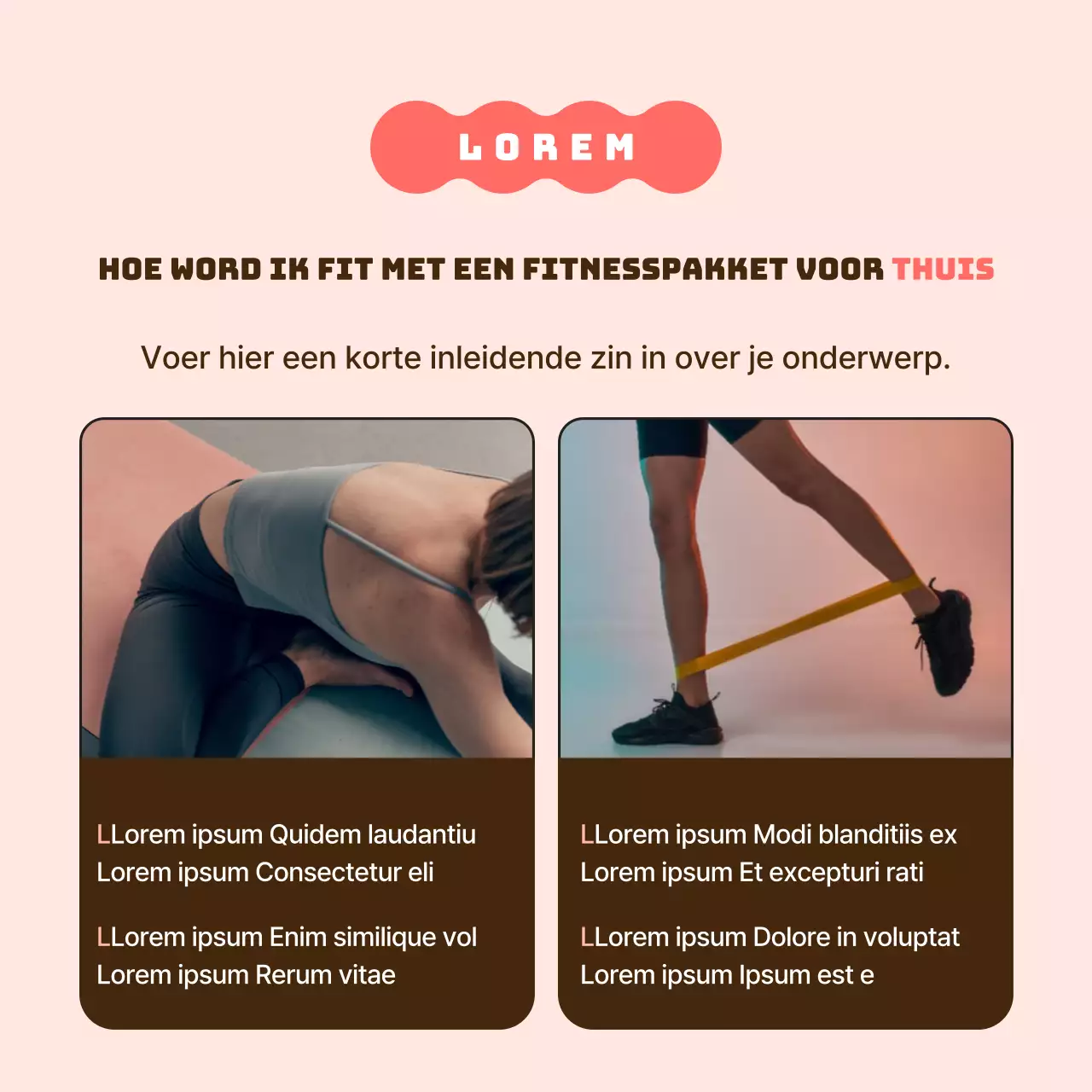 Een eenvoudige roze en bruine thuisworkout promoten om supporters te werven