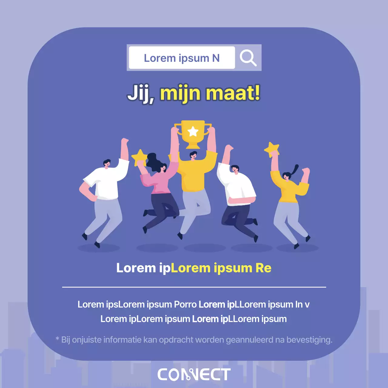 Een minimalistische zakelijke sollicitatiebrief in paars en geel