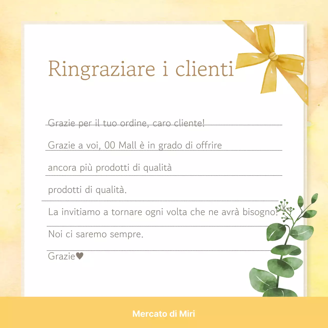 Un simpatico messaggio di ringraziamento con sfondo rosa