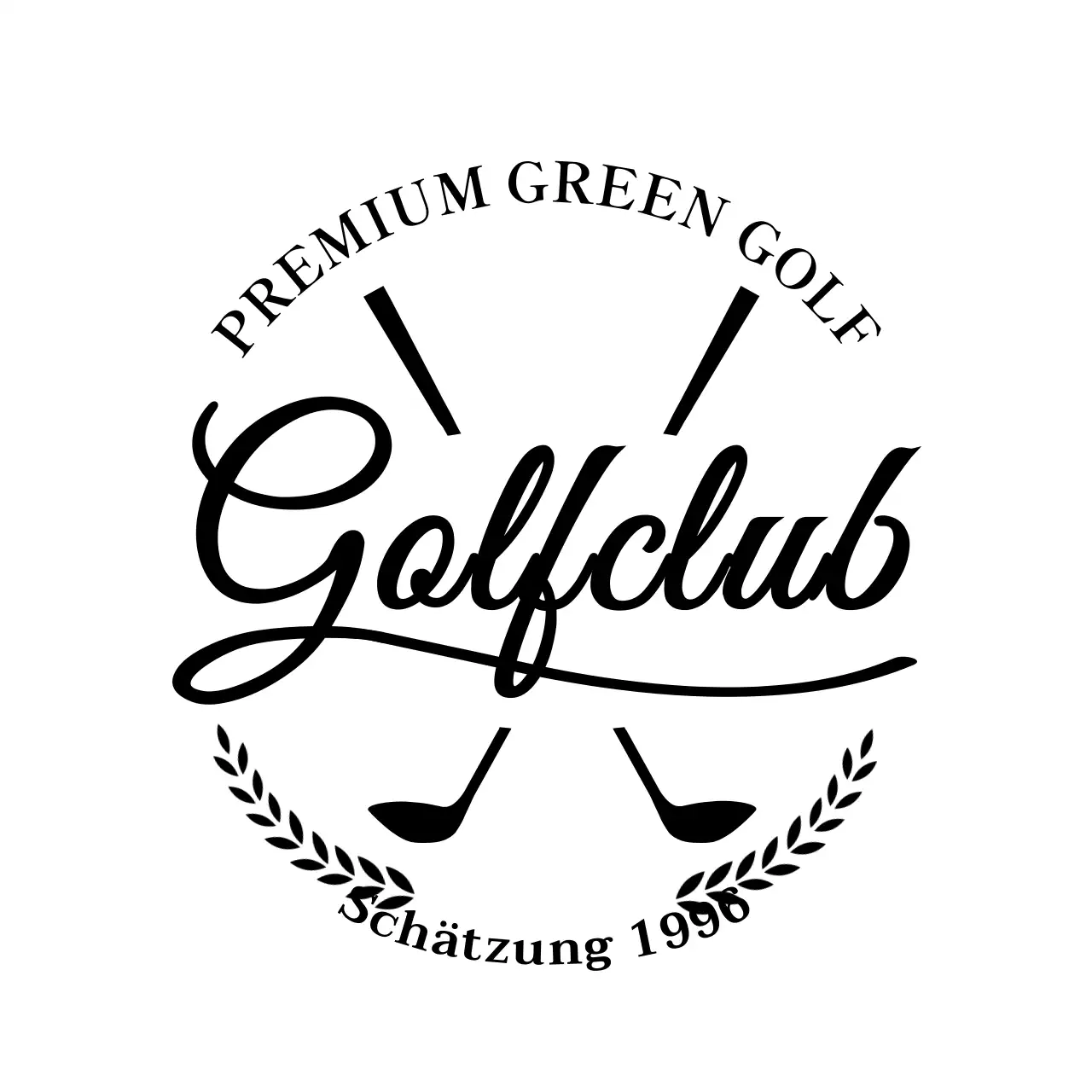 Luxus-Konzept Golfclub mit Golfschläger Illustration und Handschrift