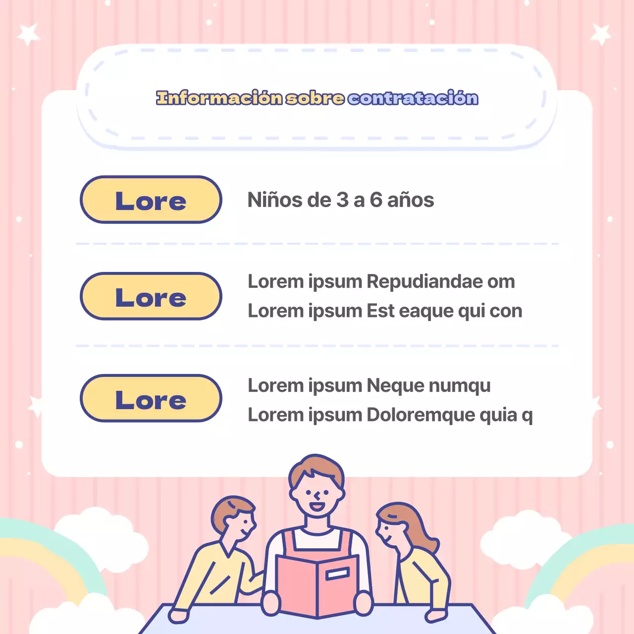 Adorables anuncios de jardín de infancia azul claro y rosa